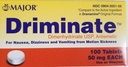 Major Driminate® Dimenhydrinate 50mg 100 Ct för illamående, yrsel och kräkningar från rörelsesjuka