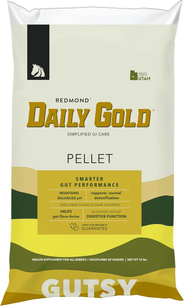 REDMOND Daily Gold Pellets Stress Relief, Natural Healing Clay för gastric Ulcers i hästar (15 LB)
