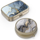 Pill Case Pill Box med Mirror Retro Small Pill Case för Purse eller Pocket Brons Pill Box eller Vitaminer, Fish Oil, Supplements, Pill Containe Travel Gifts(2PCS)