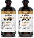 Norms Farms Wellness Black Elderberry Syrup med Honey, Cinnamon & Cloves - Made in USA, Natural Immune Support, No Alcohol or Fillers, Gluten-Free, Non-GMO, Vegan, Pure Elderberry Syrup - 2PK 8 Oz