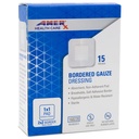 2 "x 2" Dressing (1x1 Pad) AMERX Bordered Gauze - Adhesive Bandages - Water Resistant Barrier - Självhäftande gräns - Andningsbar, Hypoallergenic - 15 Pads Per Box