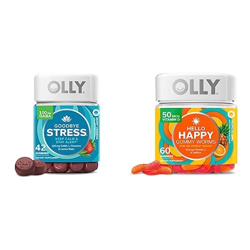 OLLY Goodbye Stress och Hello Happy Gummy Starter Pack Bundle, Keep Calm, Mood Support, 42 och 60 Count