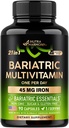 NUTRAHARMONY Bariatric Multivitamin - 45 mg Järntillskott - Tillverkad i USA - för kvinnor och män - All-in-One, 21 Vitaminer - Gastric Sleeve Support - Lätt Tropisk smak - 90 kapslar