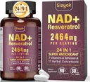 NAD Supplement, Liposomal NAD+ Tillägg med Resveratrol, NAD Resveratrol Supplement - Boost NAD + för åldrande försvar, energi, fokus - Ultra Antioxidant kapslar,75