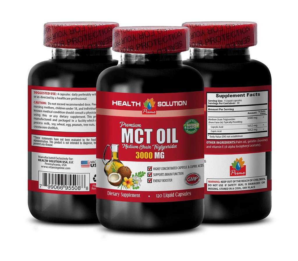 Immun System Booster - MCT Oil 3600MG, 100% Pure - Medium Chain triglycerider, mct Oil Supplement softgels, mct Oil Pills Organic, mct Oil Capsules, mct Oil Pills, mct Oil - 1 flaska (120 Softgels)