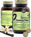 SUNBIOTICS Tummy Tabs - Chewable Probiotic och Prebiotic Tablets med 18 miljarder CFUs av 4 Probiotiska stammar för Good Gut Flora, Immune System, & Balanced Microbiome - Vanilla, (Pack av 1)