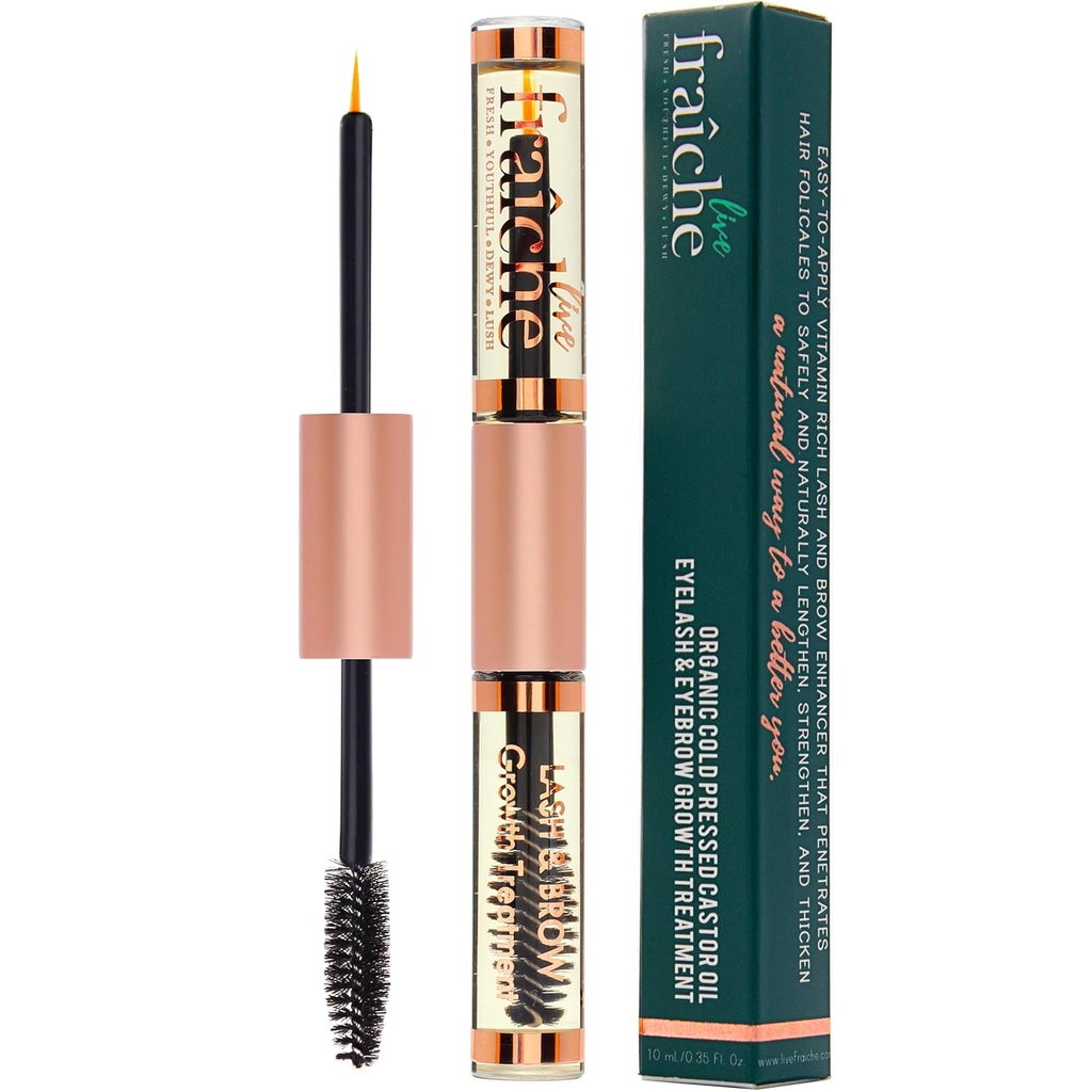 USDA Organic Castor Oil Lash Serum - Premium All Natural Cold Pressed Castor Oil Eyelash Growth Serum med Mascara Tube - Eyelash Behandling och Conditioner - För Tjockare och Fuller Lashes
