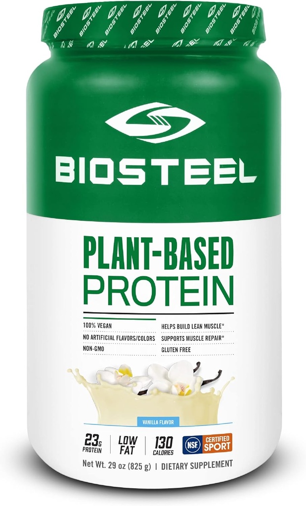 BioSteel Vegan Protein Powder - Vanilla, NSF för sport, 1,8 lbs, 22g Protein, 25 portioner - Växtbaserad proteinpulver med Brown Rice, Pea & Pumpkin Seed - Premium Plant Protein Powder