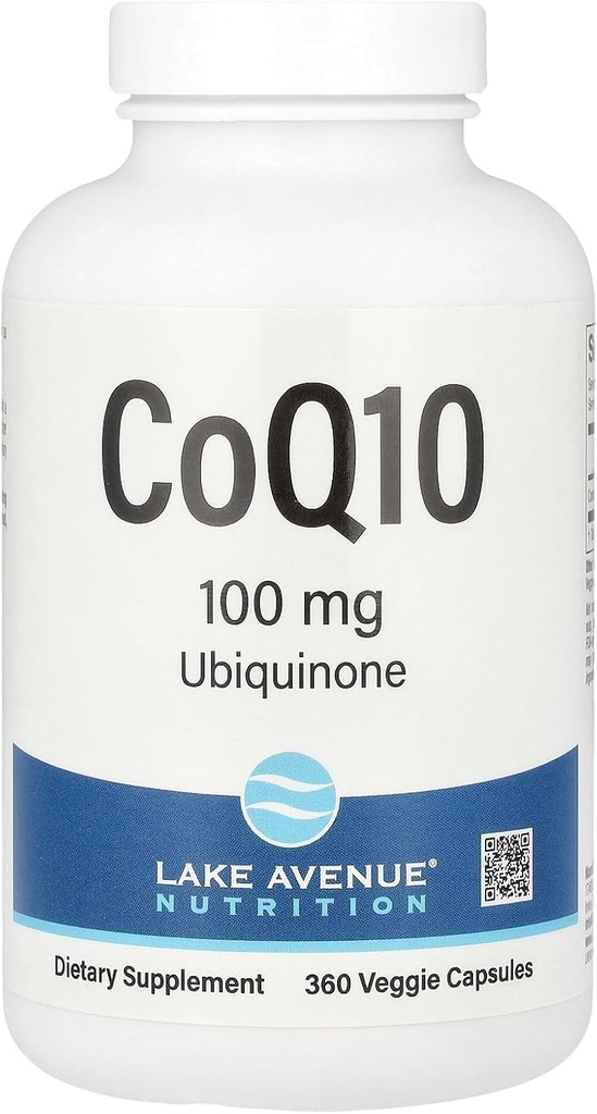 Lake Avenue CoQ10 Nutrition - Ubiquinone Supplement - främjar antioxidantaktivitet - Glutenfri, icke-GMO - 100 mg - 360 Veggie kapslar