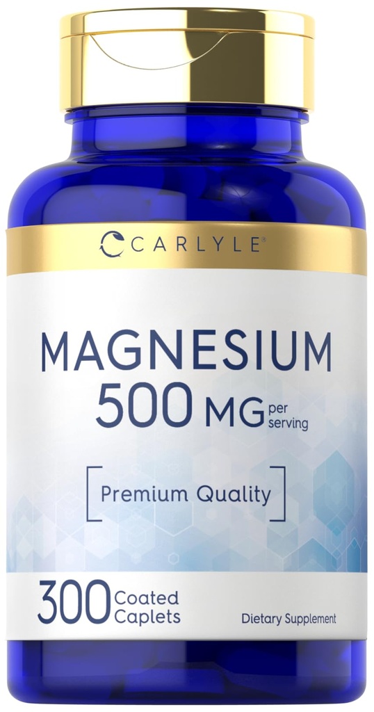 Carlyle Magnesium 500mg | 300 Coated Caplets | Vegetarisk, icke-GMO och Gluten fri tillägg