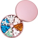 Metal Pill Organizer 7 Compartments Pill Dispenser - Heavy Duty Pill Box Waterproof Pill Container Large Daily Pill Case Medicine Holder för Medicinering Vitamins Fish Oils Supplements, 0,39lb (Pink)