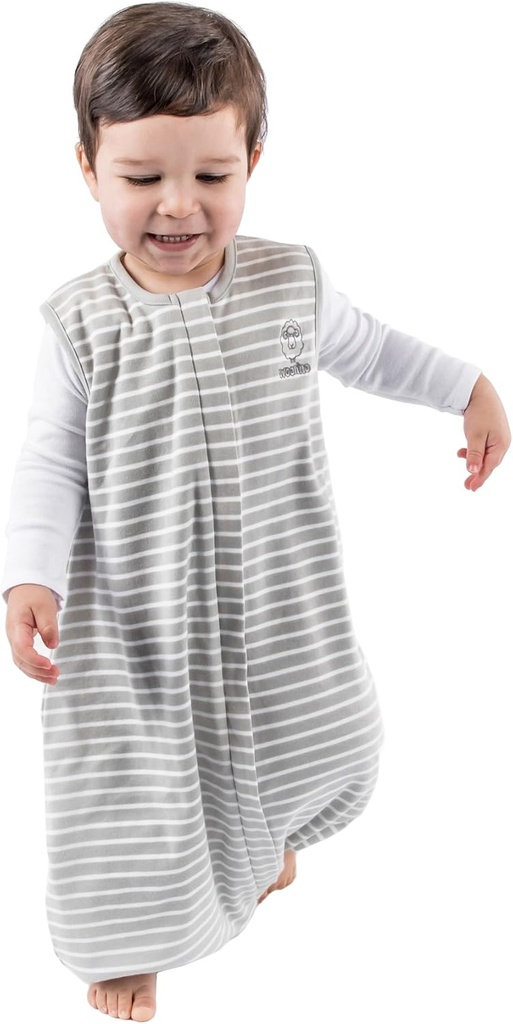 Woolino 4 Säsong Baby Sleep Bag med fötter, Merino Wool och ekologisk bomull Walker Sleep Bag Sack, Toddler Sleeping Bag, 18-36m, Gray