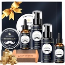 Beard Growth Kit - 7 Pc Kit, Inkluderar tvätt, olja, Conditioner, Balm, Comb, Gift Box Set för Män