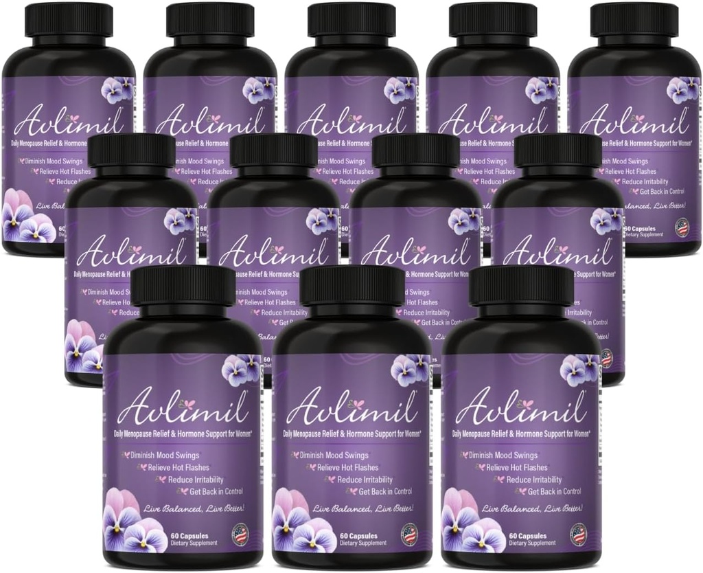 Hormone Balance & Menopause | Relief from Mood Swings, Hot Flashes, Night Sweats & Irritability - Isoflavones, Black Cohosh, Raspberry, Valerian, Sage, Red Clover, Lemon Balm - 60 Count (12)