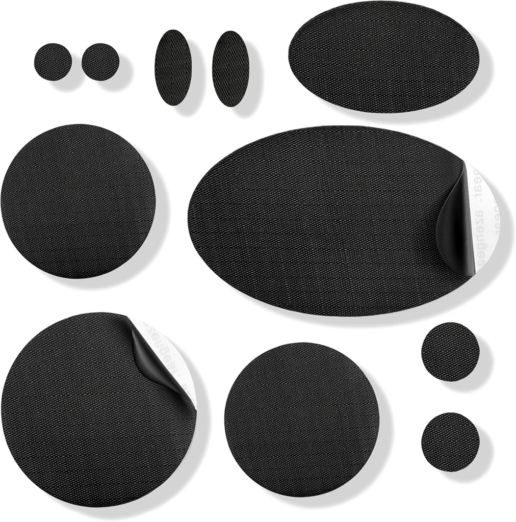 aZengear Repair Patches - Vattentät, Självhäftande, Tear-Cold-Heat-Resistent Nylon Polyester Fix Puffer Coats, Gear, Tents (11 Pieces, Solid Black)