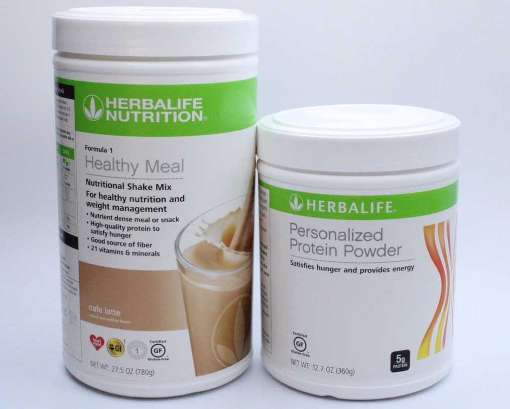 HERBALIFE (Duo) Formel 1 Hälsosam måltid Nutritional Shake Mix (Cafe Latte) med personlig proteinpulver
