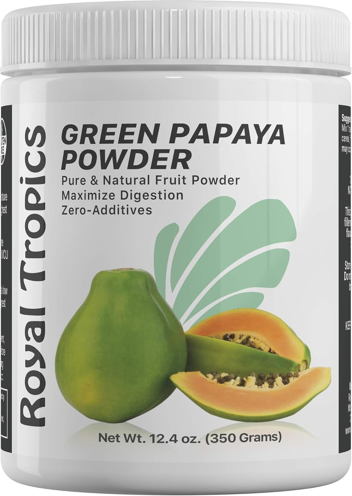 Royal Tropics Green Papaya Powder. Enzymer för Digestive Support.