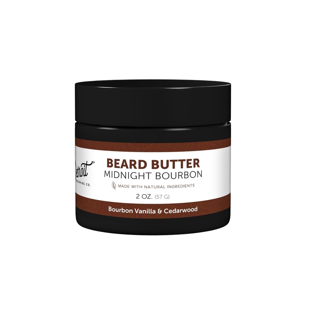 Detroit Grooming Co. Beard Butter för Män | Limited Edition | Softens, Hydrates & Nourishes med Safflower Oil & Shea Butter | Midnight Bourbon Scent, 2oz