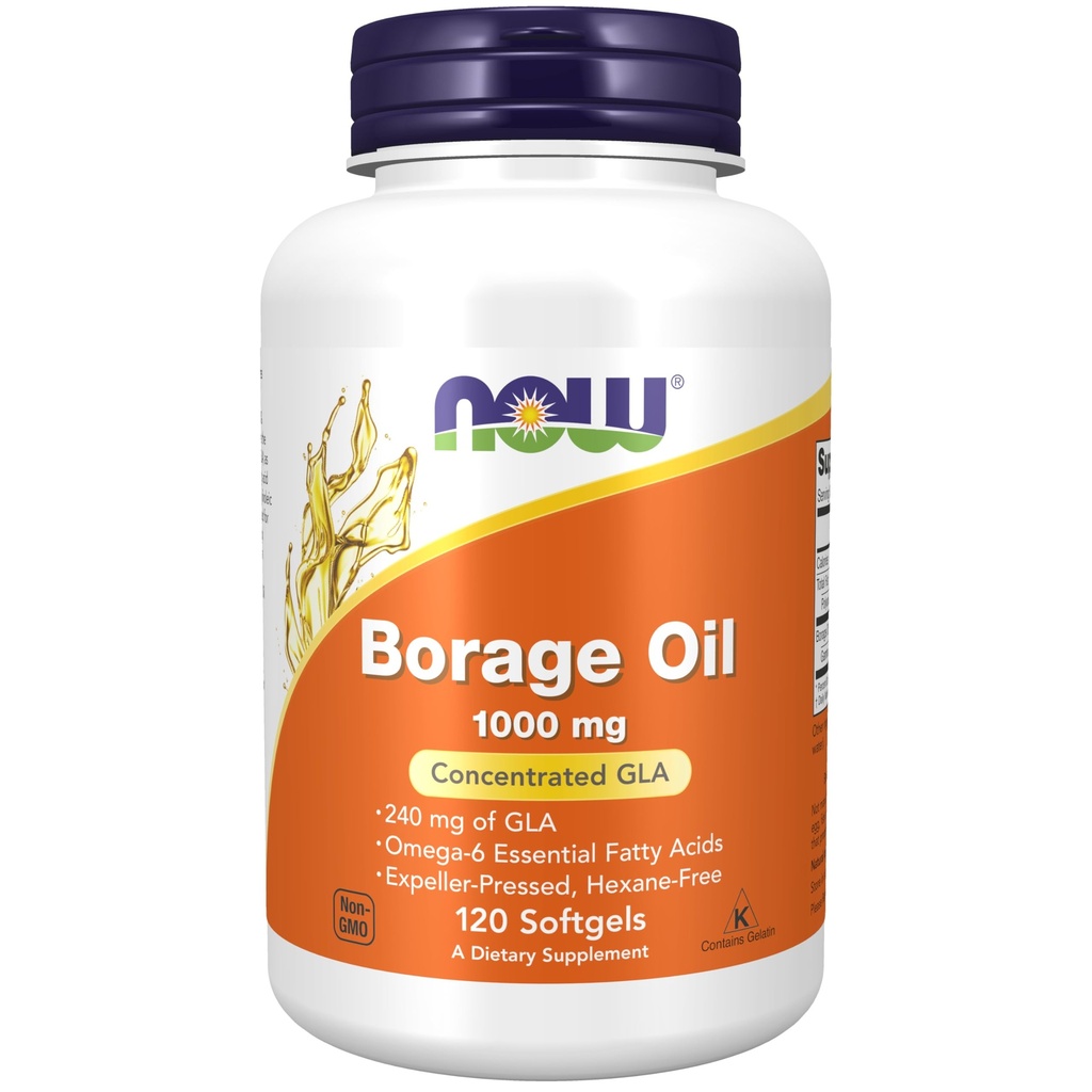 Nu livsmedelstillskott, Borage Oil 1000 mg med 240mg GLA (Gamma Linolenic Acid), 120 Softgels