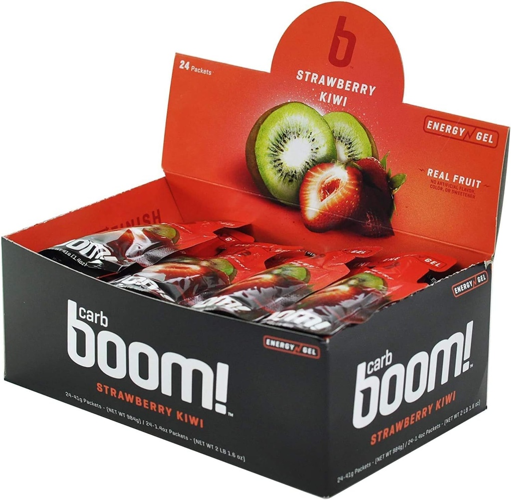 Boom Nutrition Carb Energy Gel - Fruit-Flavored Workout Gel för cykling och körning - Naturliga Variety 6 smaker (2 vardera) - 12 Pack