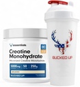 Bucked Up Creatine & Shaker Bundle – Micronized Creatine Powder (250 g, 50 portioner) + 28oz Läckt Bevis BPA-Free Shaker Bottle för Optimal Mixing