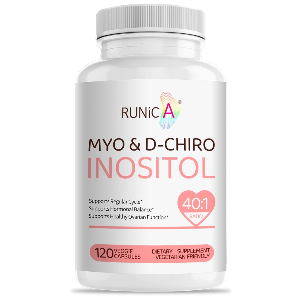 Myo-Inositol & D-Chiro Inositol Supplement för kvinnor - Ideal 40:1 Ratio -Stöd Hormon Balance & Fertilitet & Ovarian Health - Vegan Powder Capsules - 120 kapslar 30-dagars leverans