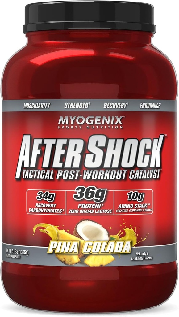 Myogenix Aftershock Post Workout - Muscle Growth Whey Protein Powder - Speeds Up Muscle Growth and Recovery - Stöder Joint Health och återger Glycogen - Pina Colada, 3 lbs