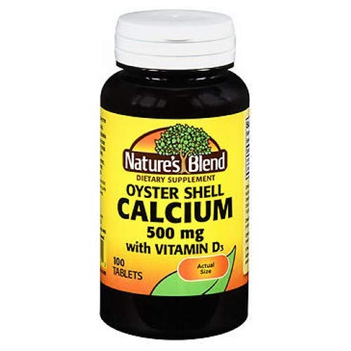 Naturens Blend Oyster Shell Calcium 500mg med vitamin D3, 100 tabletter (Pack of 4)