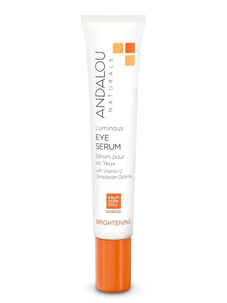 Andalou Naturals Luminous Eye Serum, Illuminating Eye Cream for Dark Circles and Puffiness, Vitamin C, Caffeine & Goji Glycopeptides for a Rejuvenated, Refreshed, Tighter Appearance, 0.6 Ounce