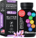 Optimerade Saffron Supplements - 88.5mg Pure Saffron Extract for Mood Support, Focus, Energy - Plus Crocin, Crocetin, Kaempferol - Gluten-Free, Non-GMO - 1-a-Day 60 kapslar
