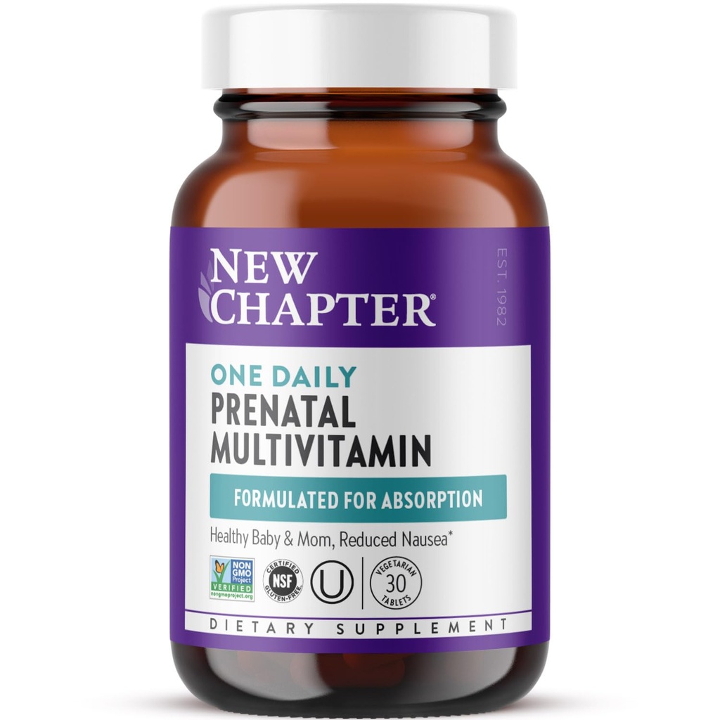 Nya kapitel Prenatal Vitaminer, En Daglig Prenatal Multivitamin med Methylfolate + Kolin för Frisk Mamma & Baby, Gluten Fri & Non-GMO, 30 Räkna