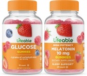 Livlig glukos + Melatonin 10mg, Gummies Bundle - Great Tasting, Vitamin Supplement, Gluten Free, GMO Free, Chewable Gummy