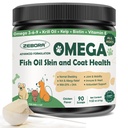 ZEBORA Omega 3 Fiskolja för hundar, vildfångad hundfiskolja, EPA & DHA, Krill Oil, Kelp, Skin och Coat Supplement, Anti Itch & Shedding, Support Dry Skin, Joint Health, Dog Allergy Relief