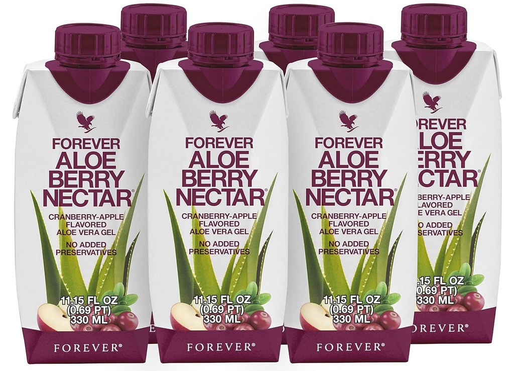 Forever Living - Aloe Berry Nectar - 90,7% Pure Aloe Vera Gel med tranbär och äpplen - Inga konserveringsmedel - 330 ML (Pack of 6)