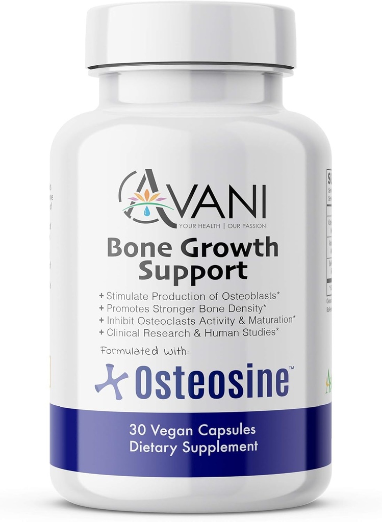 Avani Health - Osteosin Bone Growth Support - Öka benkalciumnivåer och benstyrka - Förbättrad absorption med BioPerine och AstraGin - Glutenfri bentillskott - 30 Vegan kapslar