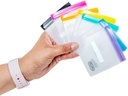 MUMI Mini Zipper Pouch Set - 7 Small Reusable Clear Zip Lock Bags med skrivbara etiketter för resor, medicin, smink, piller, små kosmetiska organisatorpåsar för handväska, kontor, plast lagring