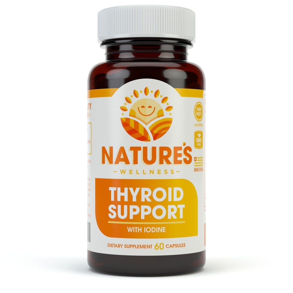 Thyroid Support Komplex med jod för energinivåer, viktminskning, metabolism, trötthet och hjärnfunktion - Naturhälsotillskott Formel: L-Tyrosin, Selen, Kelp, Bladderwrack, Ashwagandha, etc.