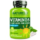 NATURELO Vitamin D - 2500 IE - Plant Baserat från Lichen - Natur D3 Supplement för immunsystem, benstöd, gemensam hälsa - Vegan - icke-GMO - Glutenfri - 120 kapslar