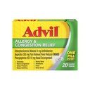 Advil Allergy and Congestion Relief Tablets, Pain Reliever, Fever Reducer and Allergy Relief with Ibuprofen, Phenylephrine HCl och Chlorpheniramine Maleate 4 mg - 20 Coated Tablets