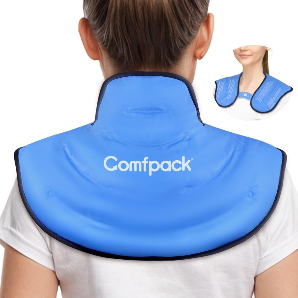 Ice Pack för nacke och axelsmärtlindring, Neck Ice Pack Wrap Gel Reusable Hot Cold Compress Therapy Övre Back Large Ice Pack för skador, svullnad, Cervical Surgery, Sprain