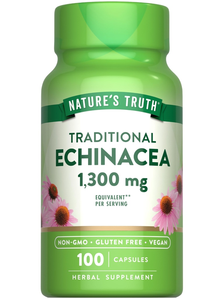 Naturens sanning Echinacea extrakt kapslar | 1300mg | 100 greve | Non-GMO & Gluten Free