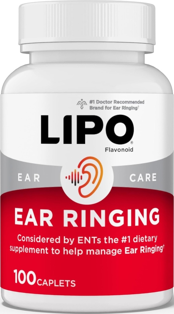 Lipo-Flavonoid Plus Tinnitus Relief - Doktorrekommenderad för Ringing Ears - Kliniskt-Proven Lemon Bioflavonoid Komplex med vitamin C, B1, B2, B6, B12, & Calcium - 100 Caplets