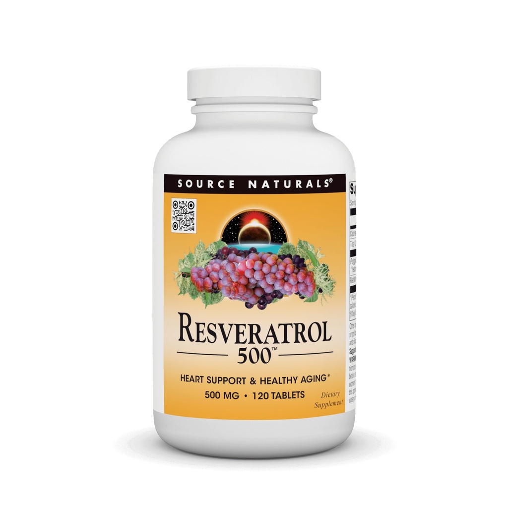 Källa Naturals Resveratrol 500, Hjärtstöd & Hälsosam åldrande *, 500 mg - 120 tabletter