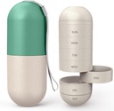 Zannaki Uppgradera Stora Compartment Grain Fiber Moisture Proof Cute Weekly Pill Organizer, Laser Carving Markings, BPA Free Travel Hiking 7 Day Pill Box Case för att hålla piller, vitaminer, fiskolja, tillägg