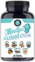Angry Supplements Mindful Mushrooms Capsules - 7in1 Premium Health Shroom Blend of Maitake, Shiitake, Reishi, Turkey Tail, Cordyceps, Lions Mane och Chaga Mushrooms (60ct)