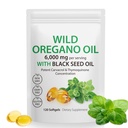 Olja av Oregano Softgels,Oregano Oil Capsules Organic, 2-i-1 6000mg Olja av Oregano med Black Seed Oil 200mg,Oregano Oil med Black Seed Oil Softgels,120 Softgel Capsules