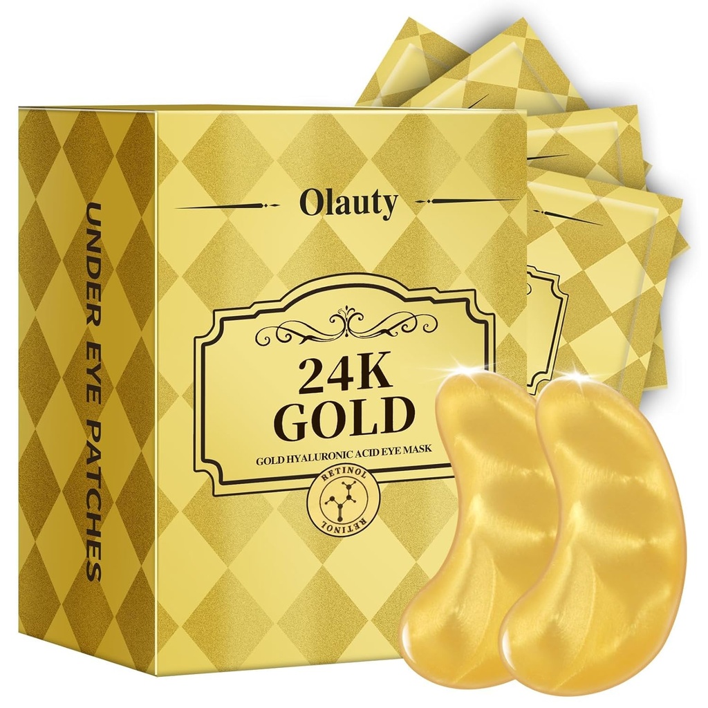30 Par 24K Gold Eye Mask, Eye Patches för Puffy Eyes och Dark Circles, Under Eye Mask Patches Skincare, för Kvinnor Män