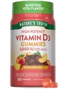 Naturens sannings vitamin D3 Gummies | 5000 IE | 60 greve | Peach smak | Vegetarisk, icke-GMO & Gluten fri tillägg