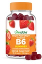 Livlig vitamin B6 Gummies | 100mg | Stor smak VIT B6 Supplement | Vegan B6 Vitaminer för Nerve Support Supplement | Vitamin B 6 för vuxna, män, kvinnor | 60 Gummies