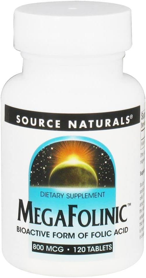 Källa Naturals MegaFolinic 800mcg Bioactive Folic Acid, Brain & Cell Health - 120 tabletter